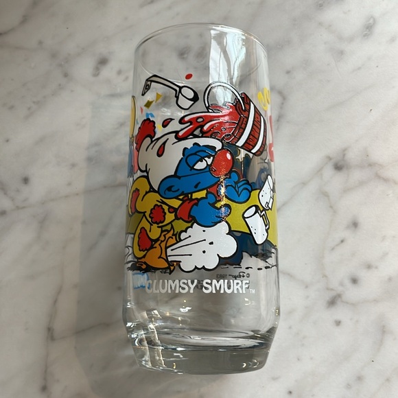 Complete set 1983 Peyer Smurf glasses - Picture 3 of 8